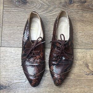 ATP Atelier Brown Reptile Print Oxfords Size 36/6US